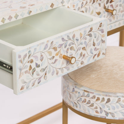 Vero console table in white mother of pearl 