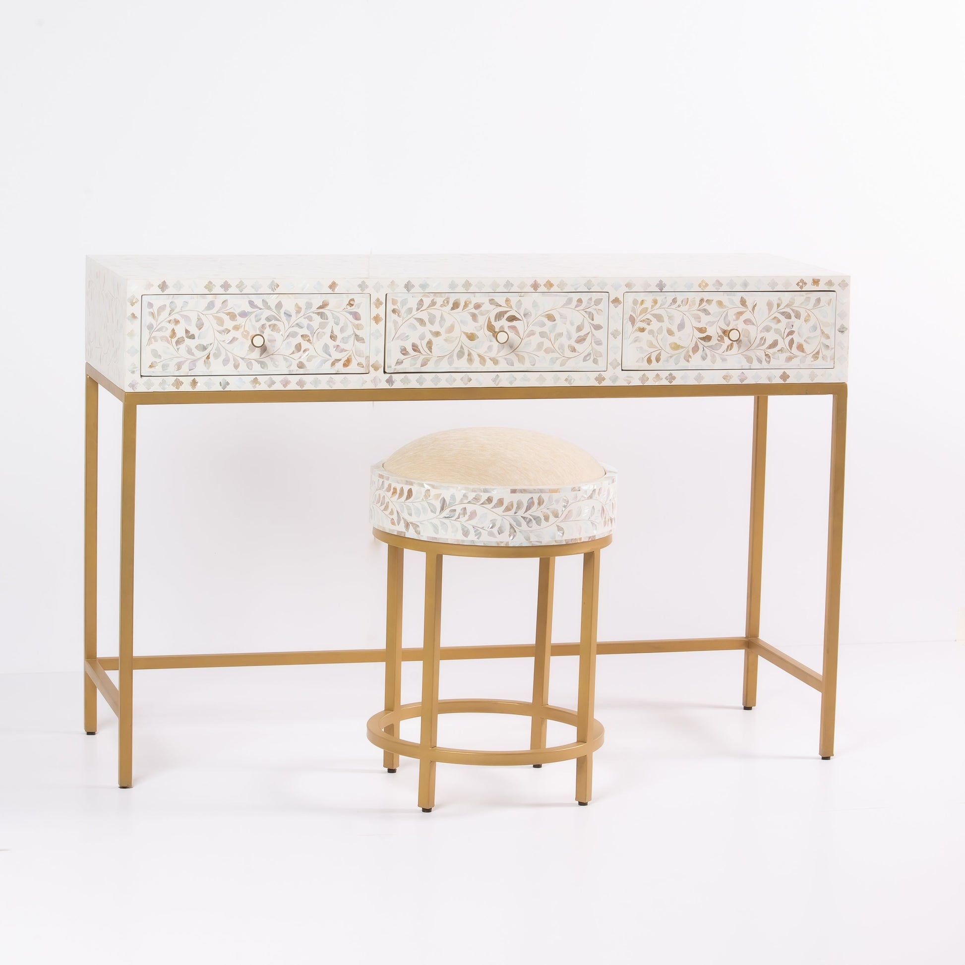 Vero console table in white mother of pearl 