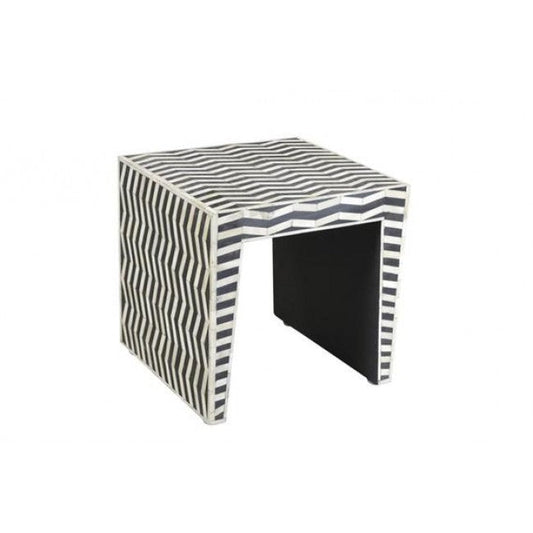 Visar Side Table by Arkrn Homes in Black and White Bone Inlay