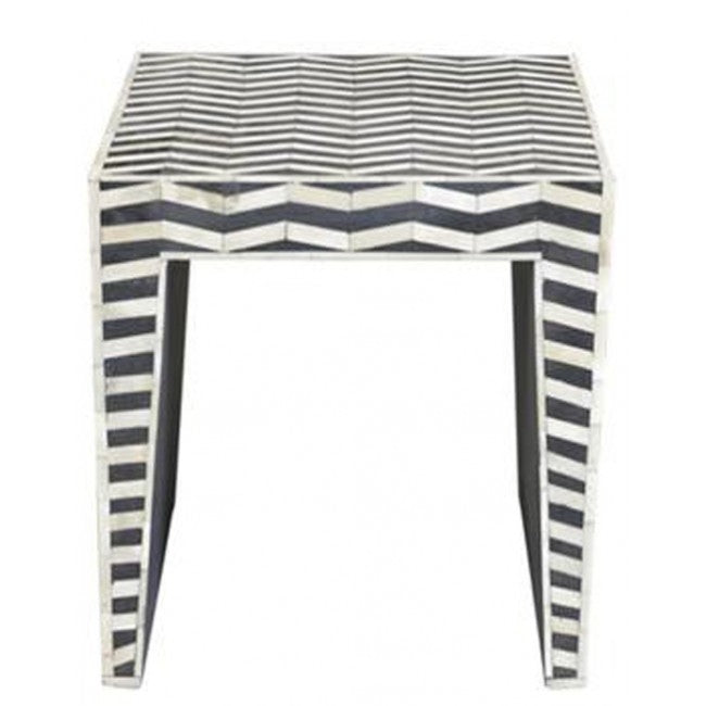 Visar Side Table by Arkrn Homes in Black and White Bone Inlay