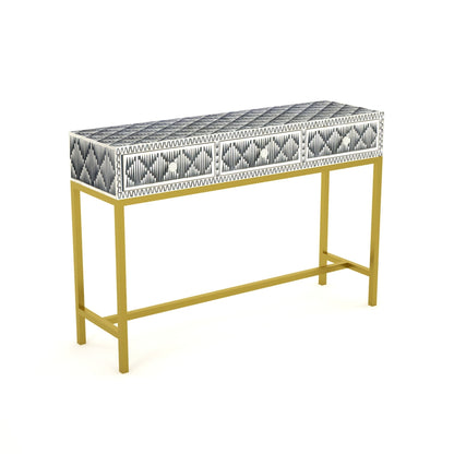 black and white Skye mini dresser console in bone inlay by arkrn homes