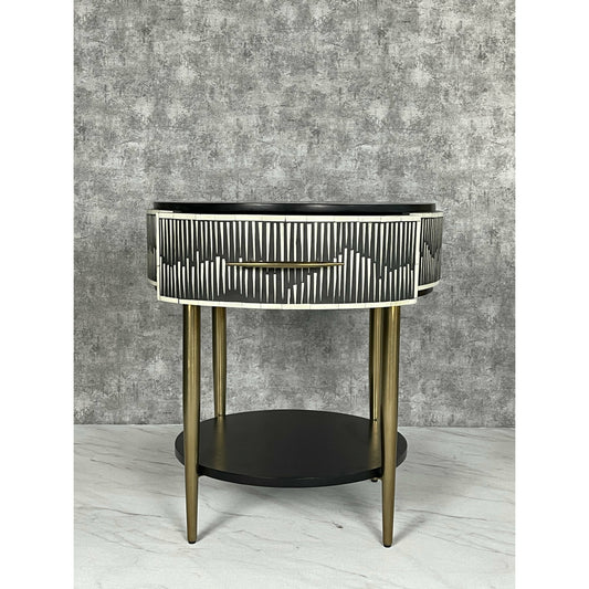 Elnaz Side Drawer - Black & White Bone Inlay - Tabeer Homes